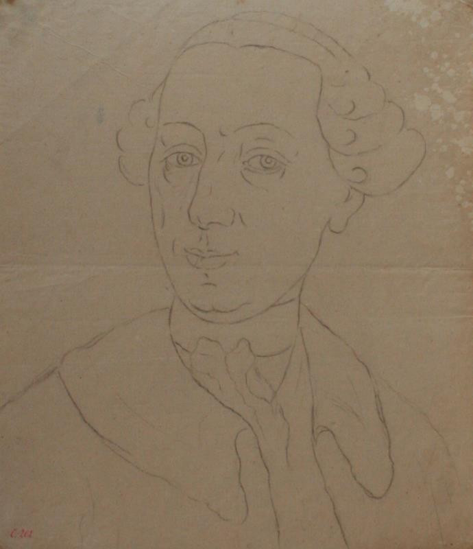 Eliáš Ferdinand Herbert - Studie portrétu muže v paruce