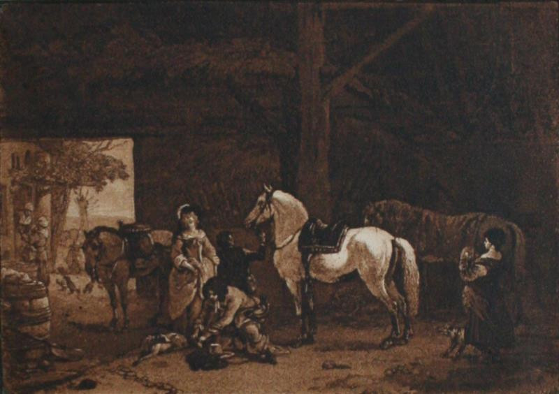 Wilhelm von Kobell - Stáj s bílým koněm