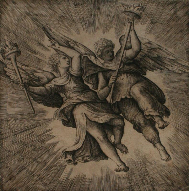 Giovanni Battista Franco - Dva andělé s pochodněmi