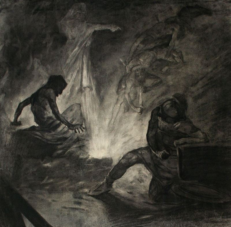 Alfons Mucha - Studie k obrazu (Ilustrace k Fastovi)