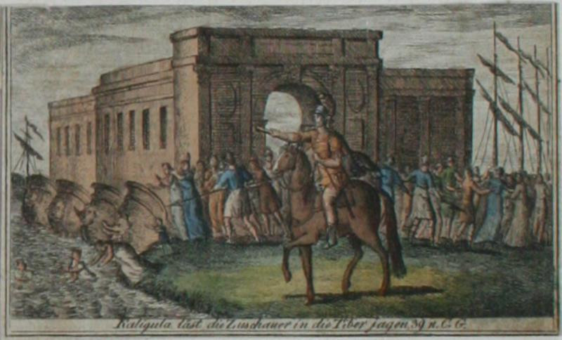 neurčený autor - Kaligula läst die Zuschauer in die Tiber jagen, 39 v. C. G.