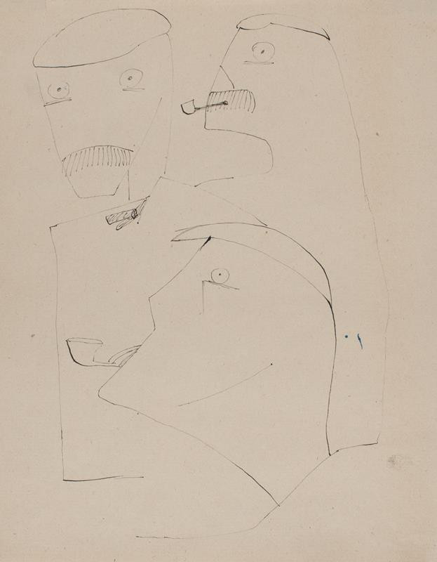 Josef Šíma - Studie hlavy muže s knirkem a lulkou