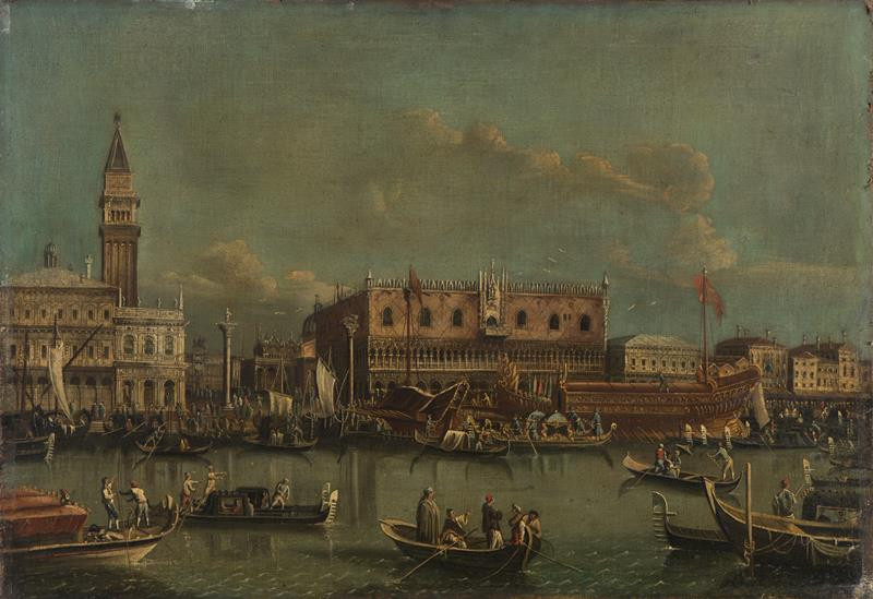 Giovanni Antonio Canal zv. Canaletto - dílna - Pohled na dóžecí palác v Benátkách (Bucintoro vracející se na molo v den Nanebevstoupení Krista)