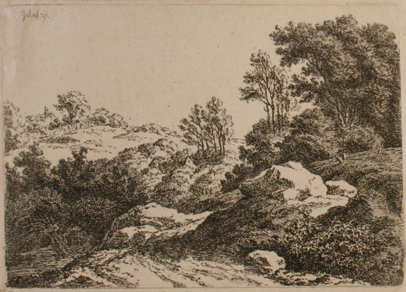 Franz Gabet - Krajina s chalupou mezi stromy