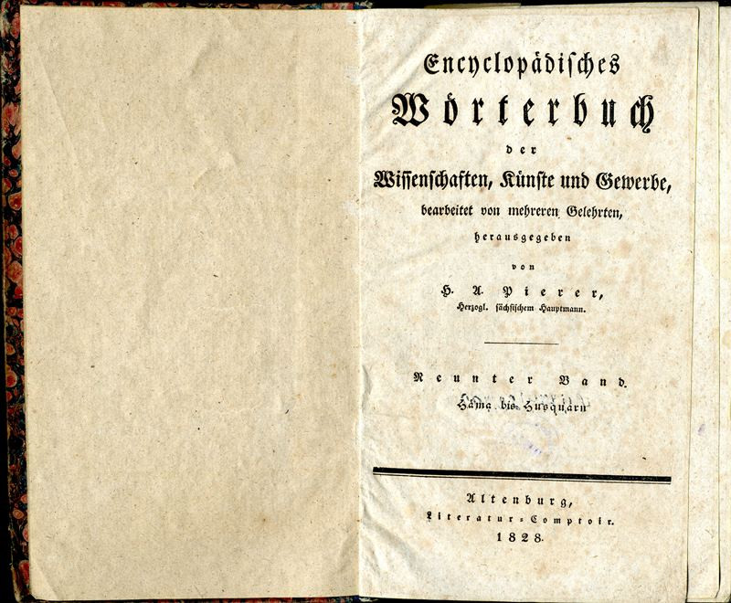 Heinrich August Pierer - Encyclopädisches Wörterbuch der Wissenschaften, Künste und Gewerbe. Neunter Band