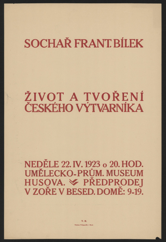 signatura V. R. - Sochař František Bílek