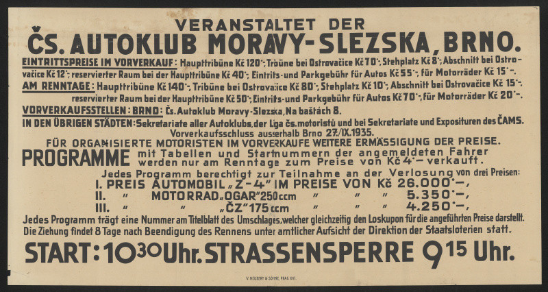 neznámý - Veranstaltet der Čs.autoklub Moravy-Slezska, Brno ... Ostrovačice
