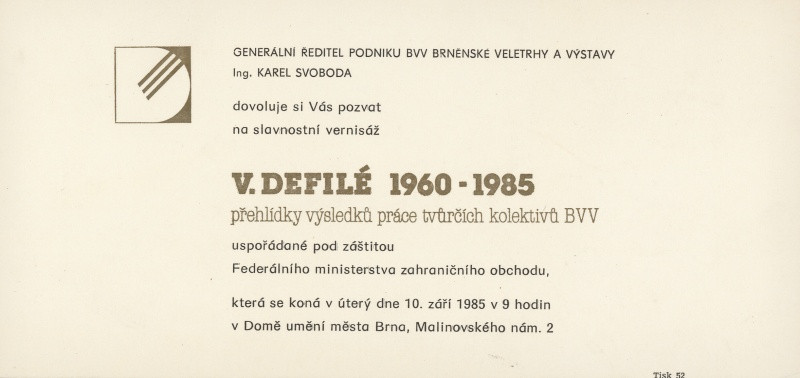 Jan Rajlich st. - V. Defilé 1960-1985. Přehlídka výsledků práce tvůrčích kolektivů BVV