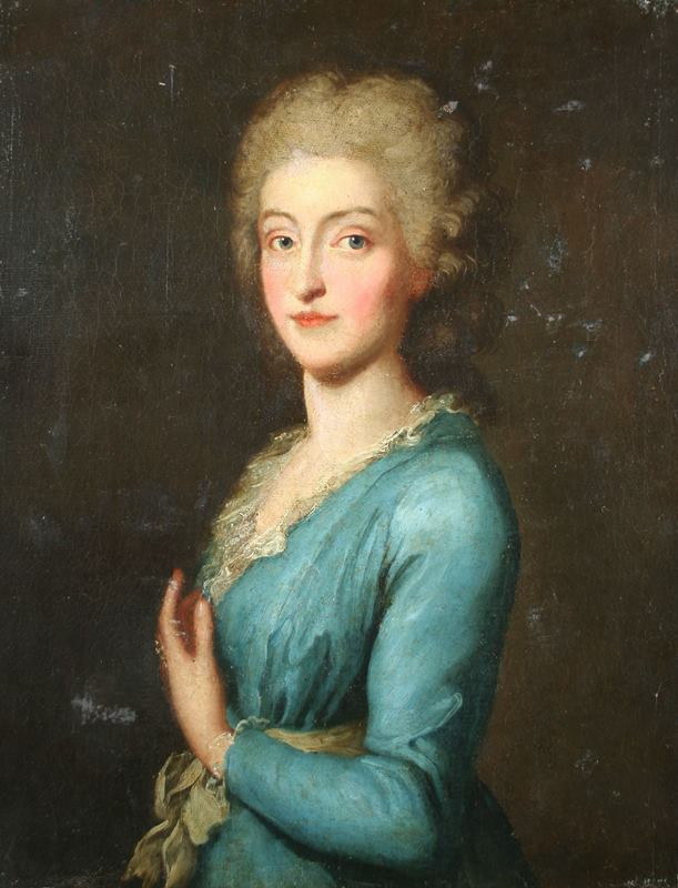 neznámý malíř německý - Podobizna dámy v modrozelených šatech