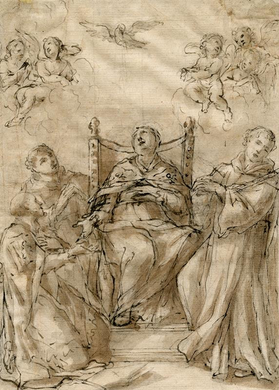neznámý malíř italský - Dva biskupi a dva frantšikáni (kartuziani) ?