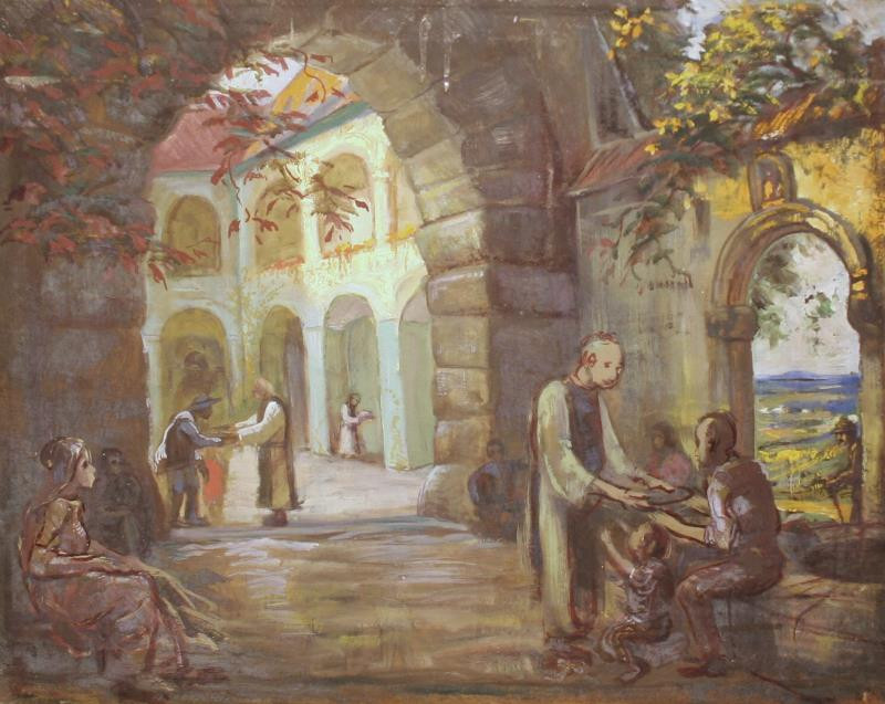 Karel Eichhoff - Pohled do dvora v klášteře