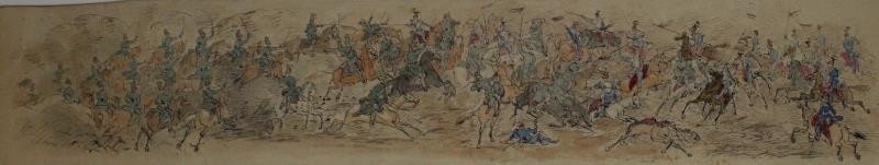neznámý kreslíř německý - Jezdecká bitva