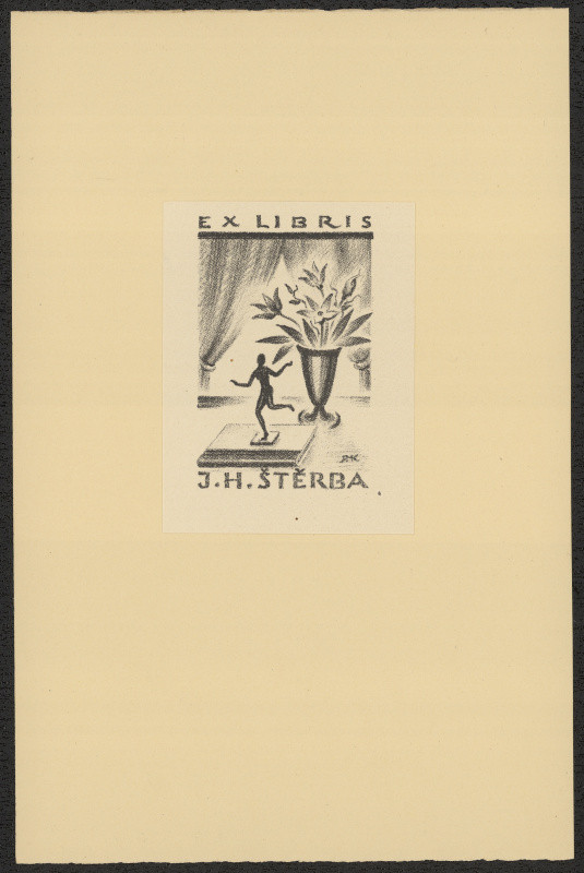 Rudolf (Ruda) Kubíček - Ex libris J. H. Štěrba. in Ruda Kubíček, Druhý soubor ex libris. Litografie. Uherské Hradiště 1929