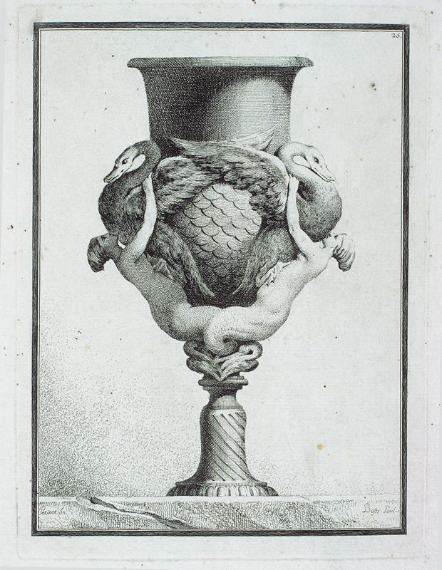 Benigno Bossi - (karyatidami) Váza s labutěmi