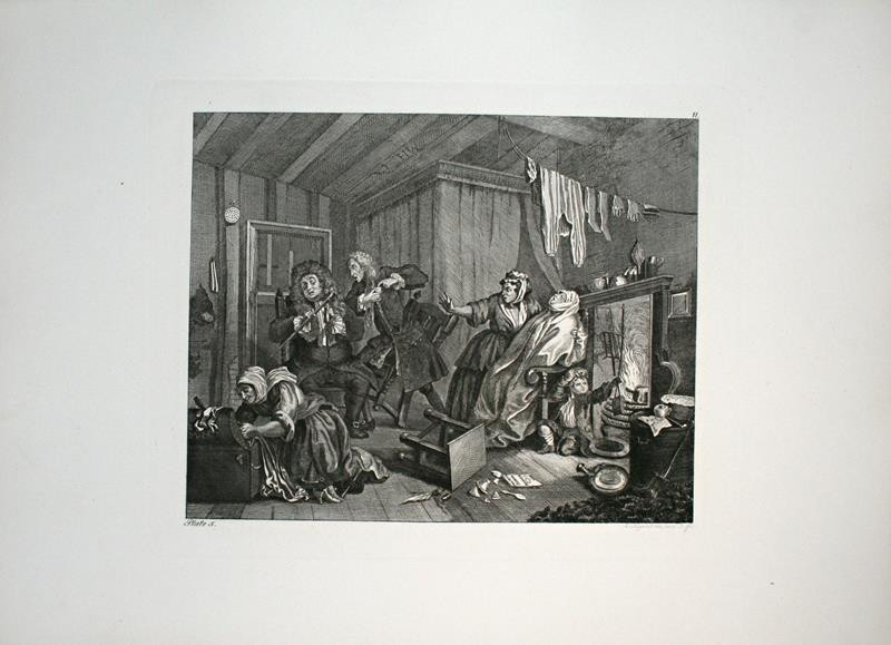 Ernst Ludwig Riepenhausen - A Harlots Progress Plate 5 - Smrt. in Hogarths Werke