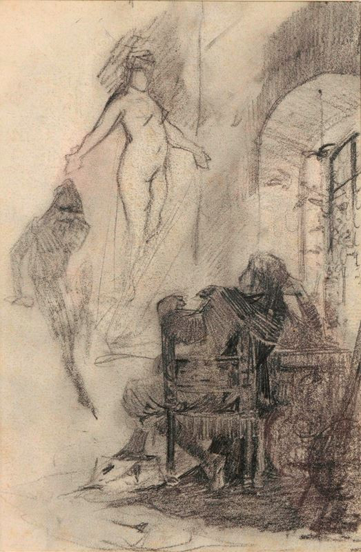 Alfons Mucha - Studie ilustrace k Faustovi (Zjevení Heleny)