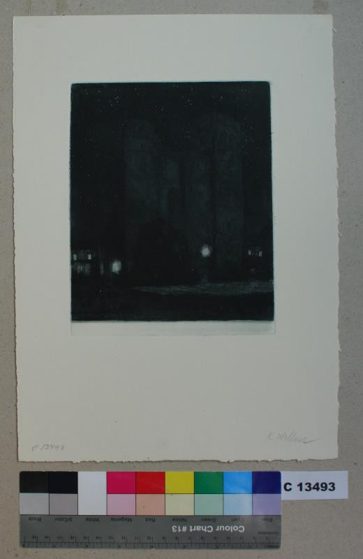 Karel Wellner - Kostel sv. Mořice v Olomouci v noci