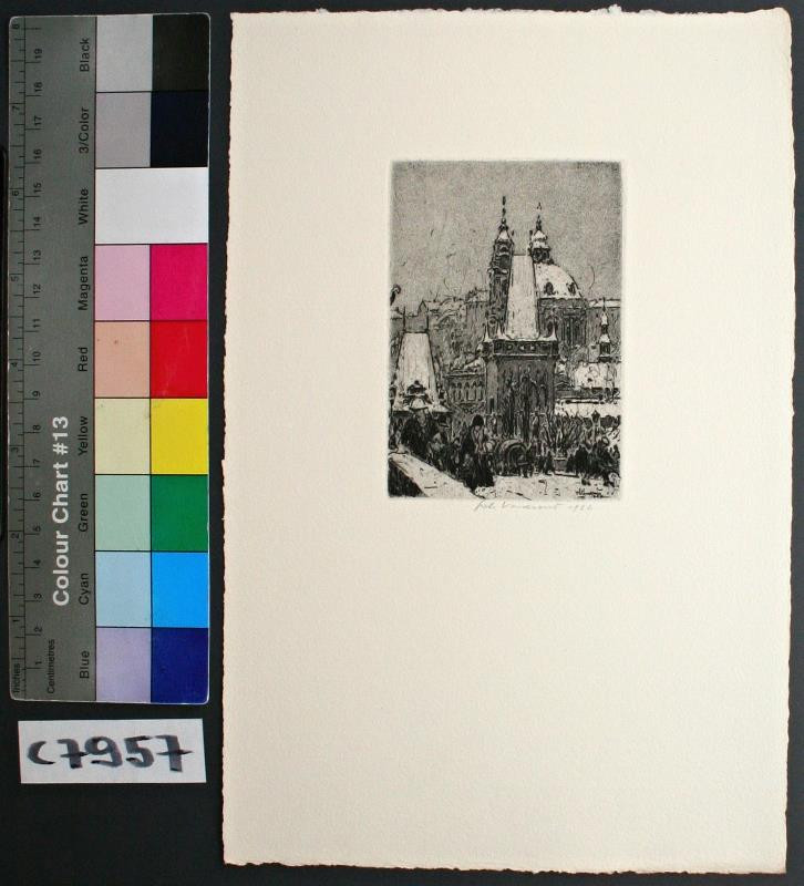 Jan Charles Vondrouš - Novoročenka Malostránská mostecká věž (Drobná grafika, 12)