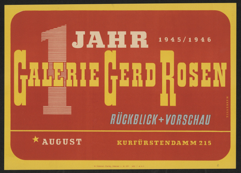 Tillessen - Galerie Gerd Rossen  - 1 Jahr 1945-1946 - Rüchblick - Vorschau