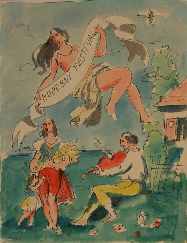 Richard Wiesner - Návrh na plakát pro hudební festival v r. 1933