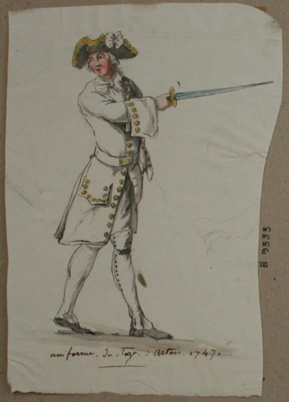 Ange-René Ravault - Francouzský důstojník v uniformě z r. 1747