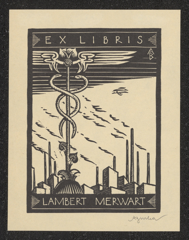Antonín Burka - Ex libris Lambert Merwart. in Ex libris II. Deset původních dřevorytů