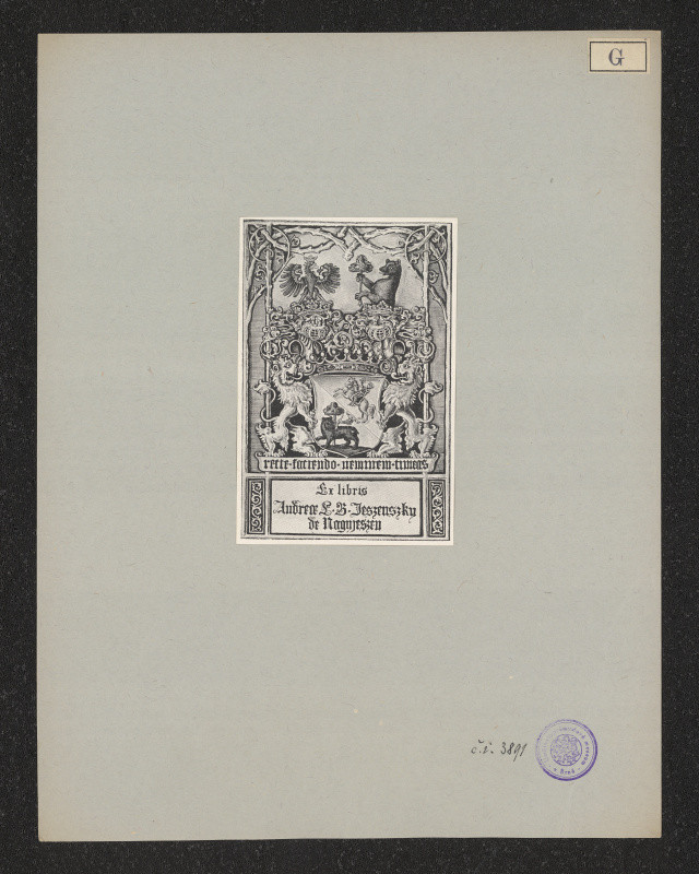 P. von Ghyczy - Exlibris Andrea L.B.Jeszenszky de Nagyjeszen