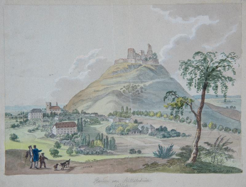 František (Franz) Richter - Starý Jičín-pohled na zříceniny hradu od jihu