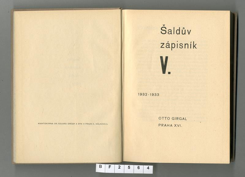 František Xaver Šalda, Otto Girgal - Šaldův zápisník V. 1932-1933