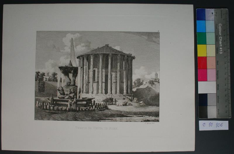 Carl Ferdiand Sprosse - Tempio di Vesta in Roma. in Rom 32 Originalradirungen