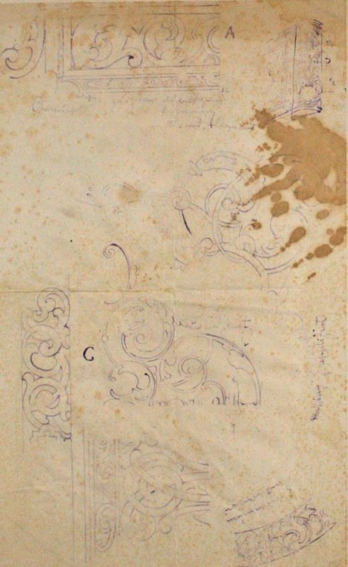 Alfons Mucha - Studie ornamentu, překreslené z kožené vazby knihy