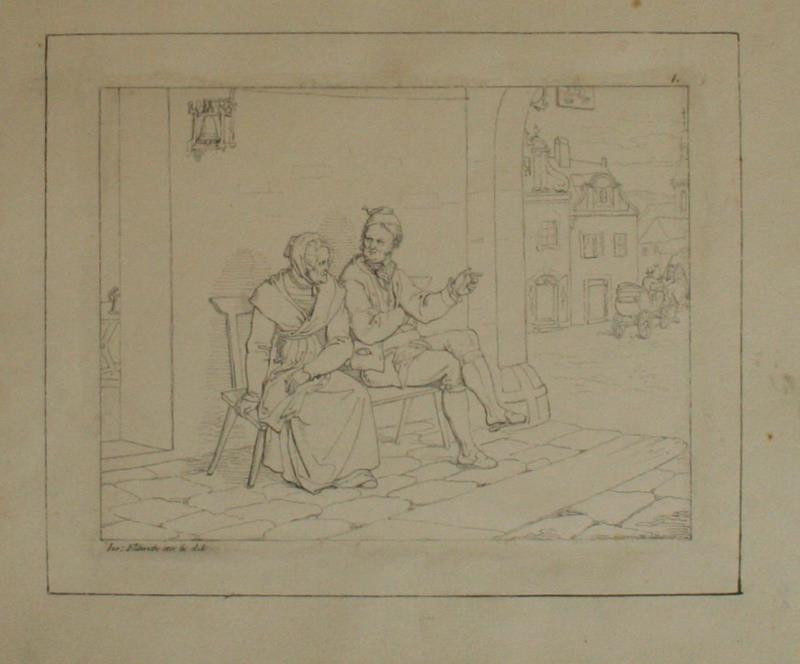 Josef Führich - Ilustrace ke Goethovu Hermannu a Dorothee. Löwenwirt a jeho žena
