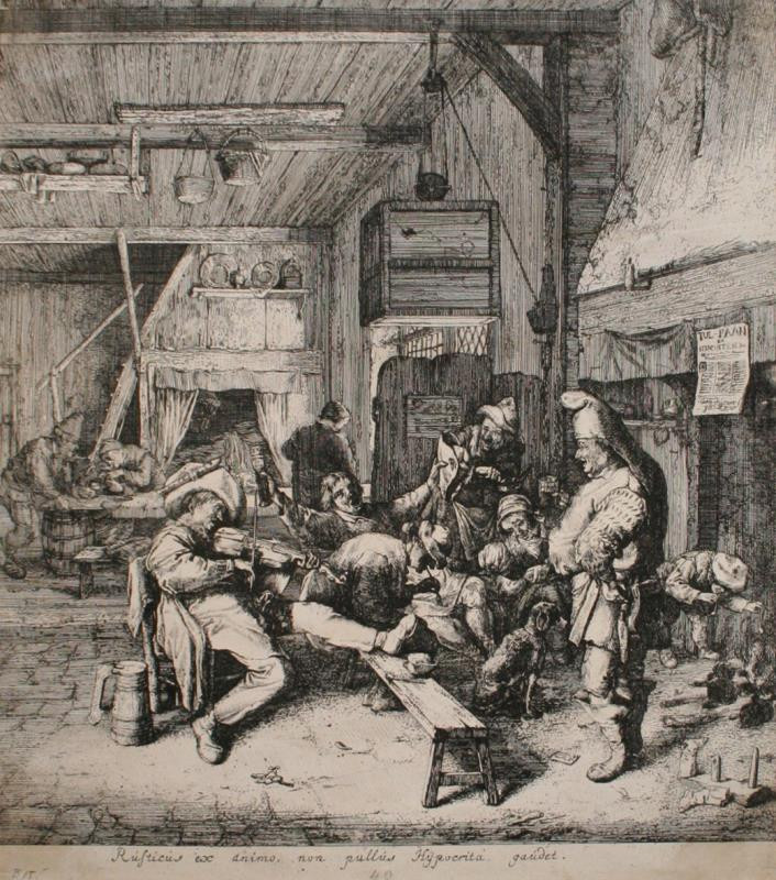 Cornelis Dusart - Houslista v krčmě