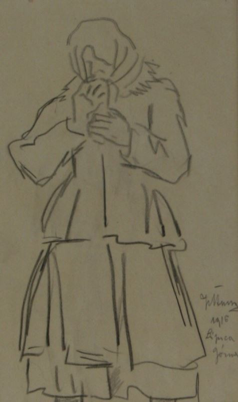 Jan Štursa - Žena v krátkém kožíšku a šátku