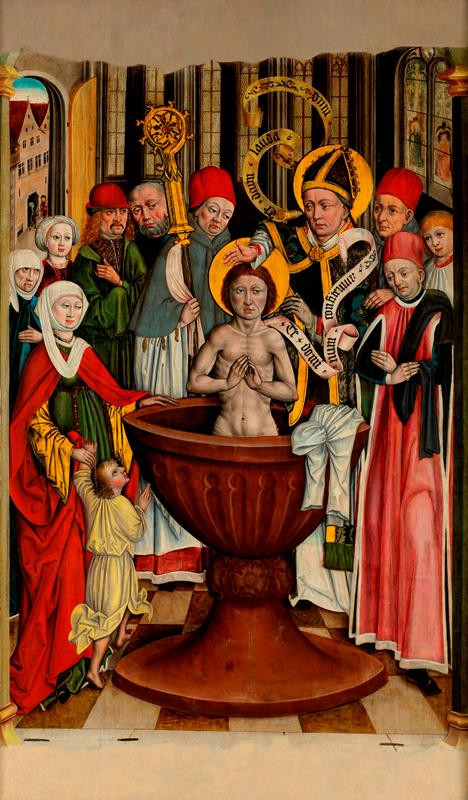 neznámý malíř moravský - Křest sv. Augustina (původně revers)