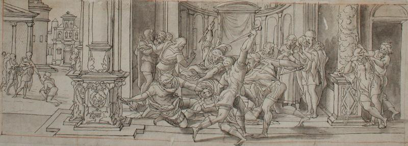 neznámý malíř - Historický výjev / Zavraždění Caesara?