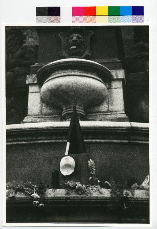 František Dostál - Leden 1969, Posmrtná maska Jana Palacha na kašně Národního muzea