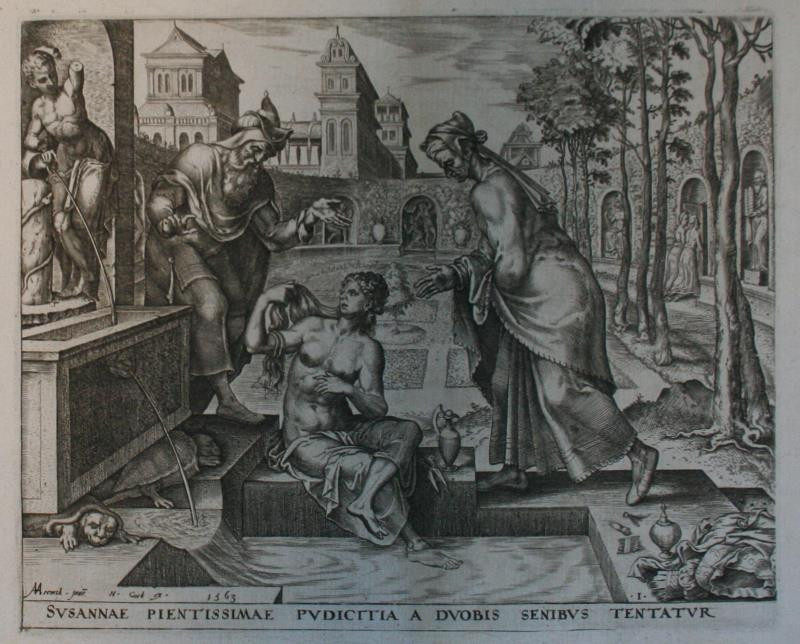 Maerten van Heemskerck - Susannae pientissimae pudicitia a duobis senibudtentatur