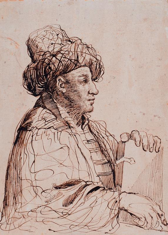 Giov. Franc. Barbieri zv. Guercino (následovník) - Muž v turbanu s knihou