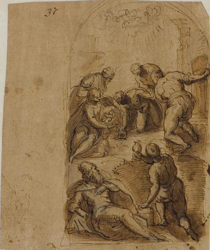 Jacopo Negretti zv. Palma il Giovane - okruh - Klanění pastýřů