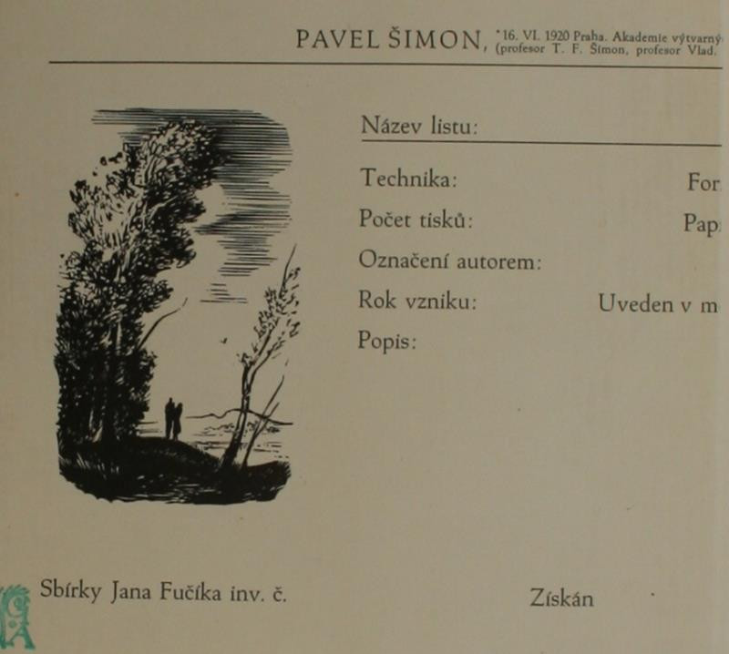 Pavel Šimon - Kartotéční lístek - Jan Fučík
