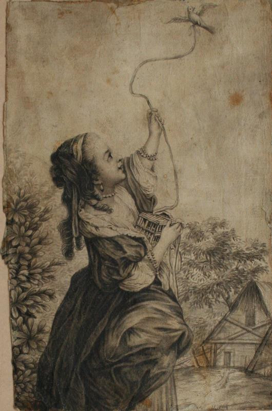 Gilles Demarteau/1722 - Dívka s ptáčkem