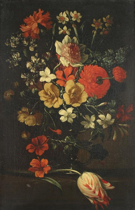 neznámý malíř - Květiny s ležícím tulipánem