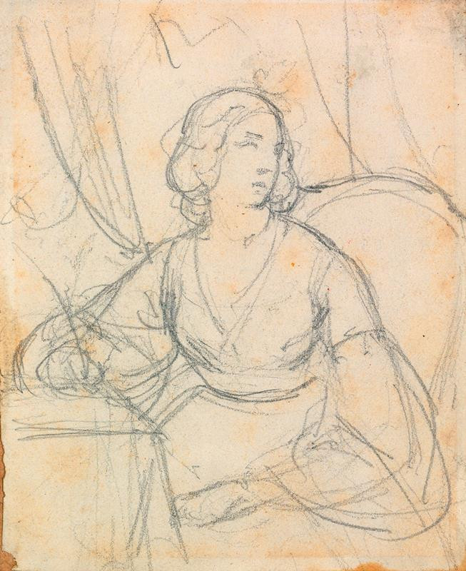Friedrich von Amerling - Studie píšící ženy (skica k portrétu)