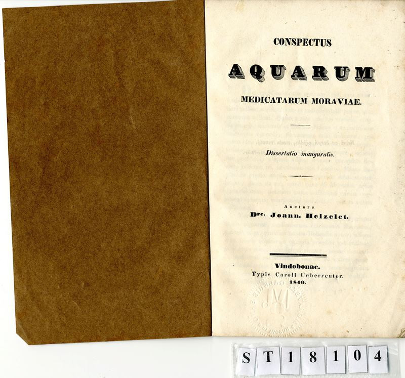 Jan Helcelet - Conspectus aquarum medicatarum Moraviae