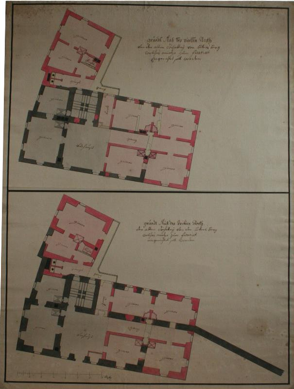 Moritz (Mořic) Grimm - Plán přestavby 3. a 4. patra biskupské residence