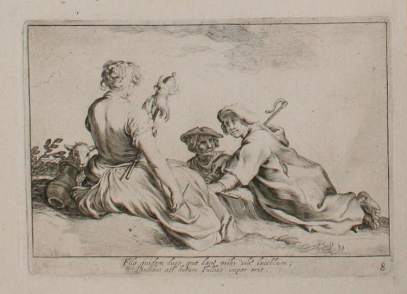 Cornelis Bloemaert - Přadlena se dvěma muži