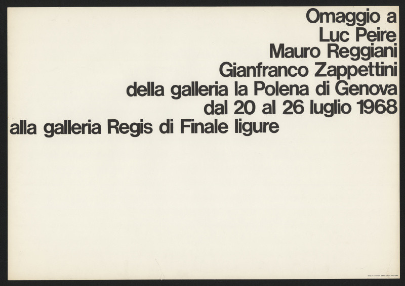 A. G. (Angiolo Giuseppe) Fronzoni - Omaggio a Luc Peire, Mauro Reggiani, Gianfranco Zappettini