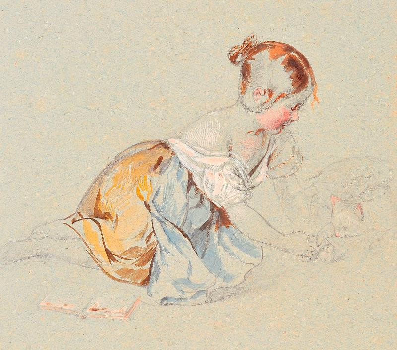 Johann Matthias Ranftl - Děvčátko s kočkou