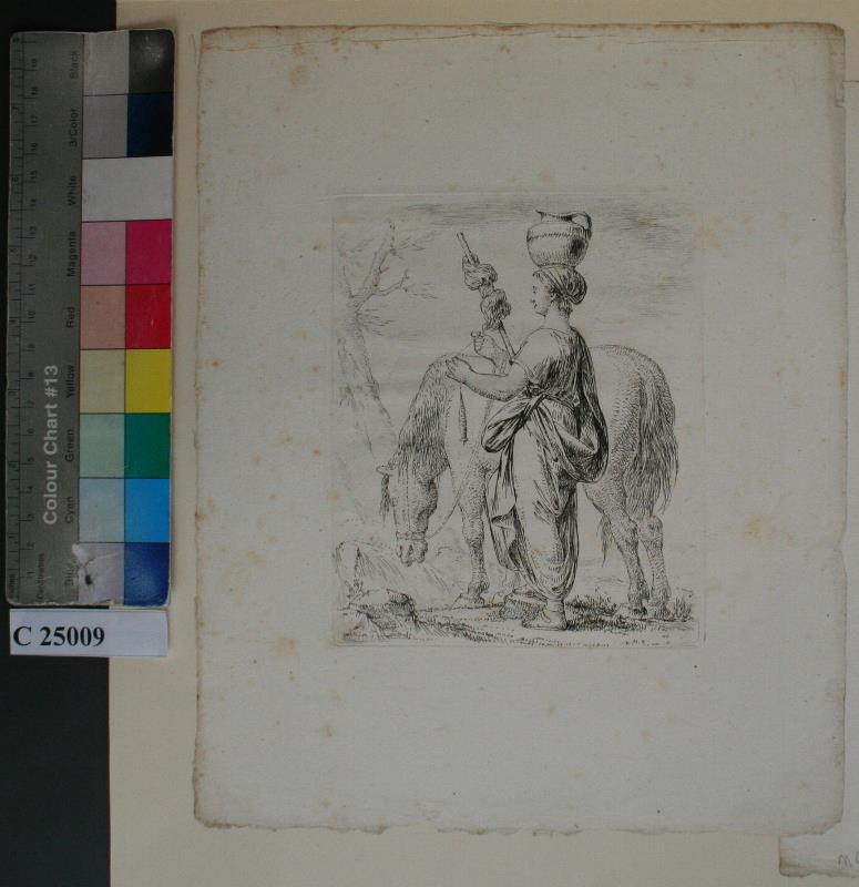 Bernhard Rode - Přadlena se džbánem na hlavě a koněm